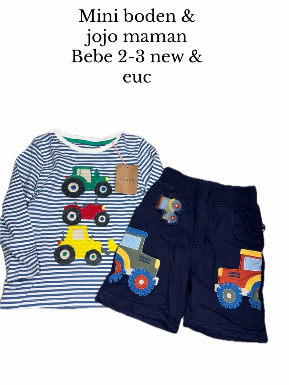 Baby boden & jojo maman Bebe tractor shirt shorts